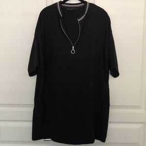 Zara black sporty shift dress w/ pockets, L
